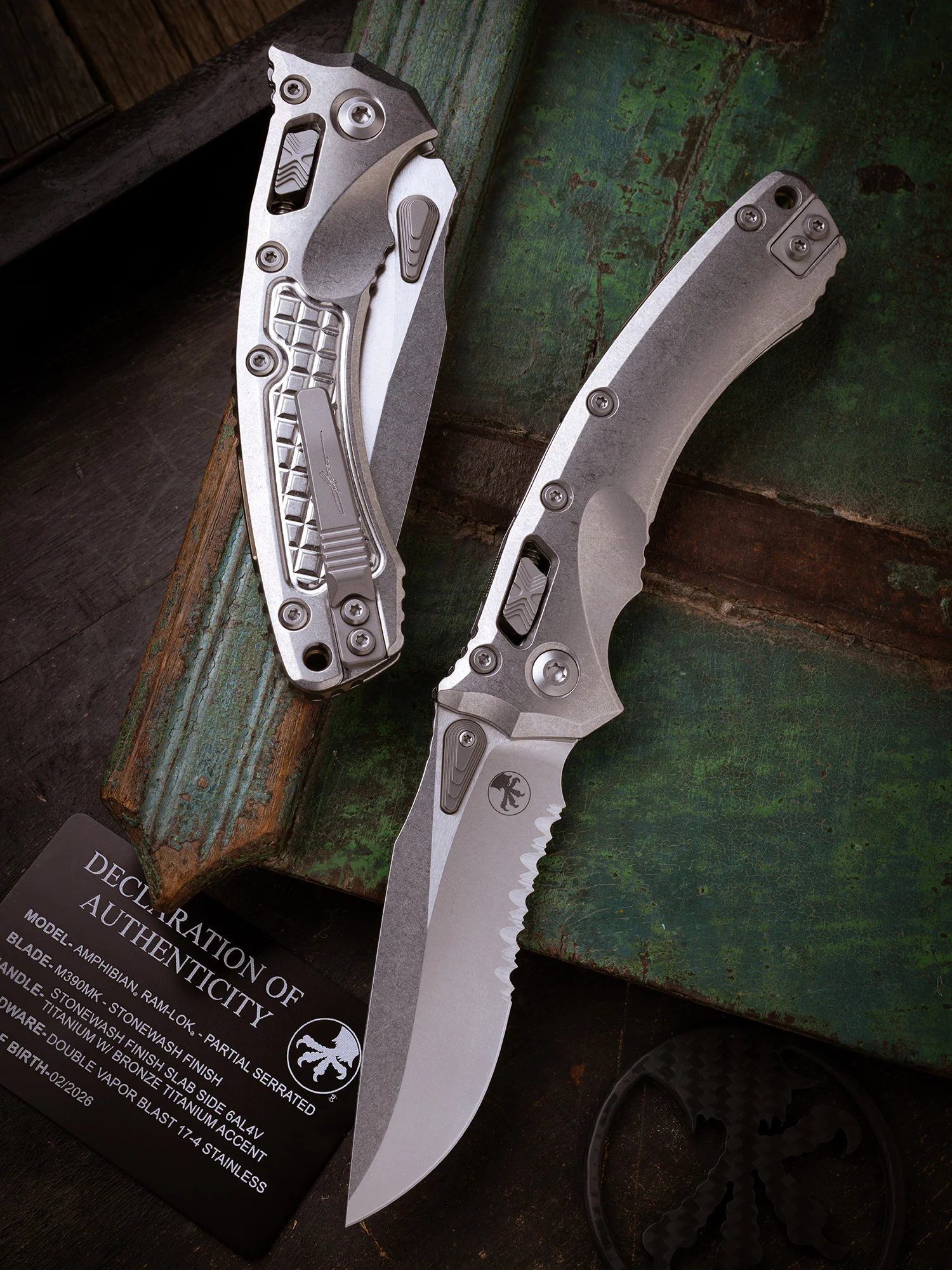 Amphibian® - RAM-LOK™ PARTIAL SERRATED MARFIONE SELECT STONEWASH FINISH STONEWASH FINISH SLAB TITANIUM W/BRONZE TITANIUM ACCENT DOUBLE VAPOR BLAST STAINLESS (137RL-11MS1) - Image 2