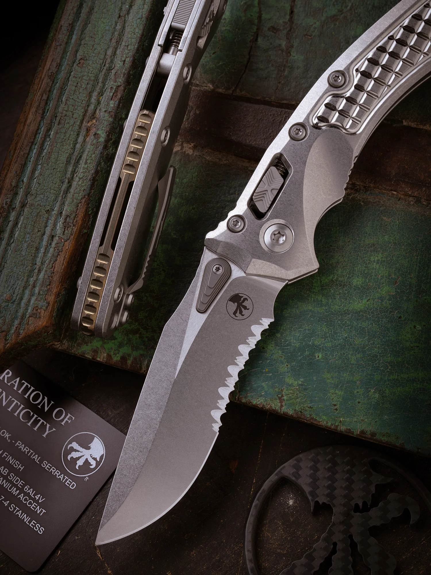 Amphibian® - RAM-LOK™ PARTIAL SERRATED MARFIONE SELECT STONEWASH FINISH STONEWASH FINISH FRAG PATTERN TITANIUM W/BRONZE TITANIUM ACCENT DOUBLE VAPOR BLAST STAINLESS (137RL-11FRMS1) - Image 2