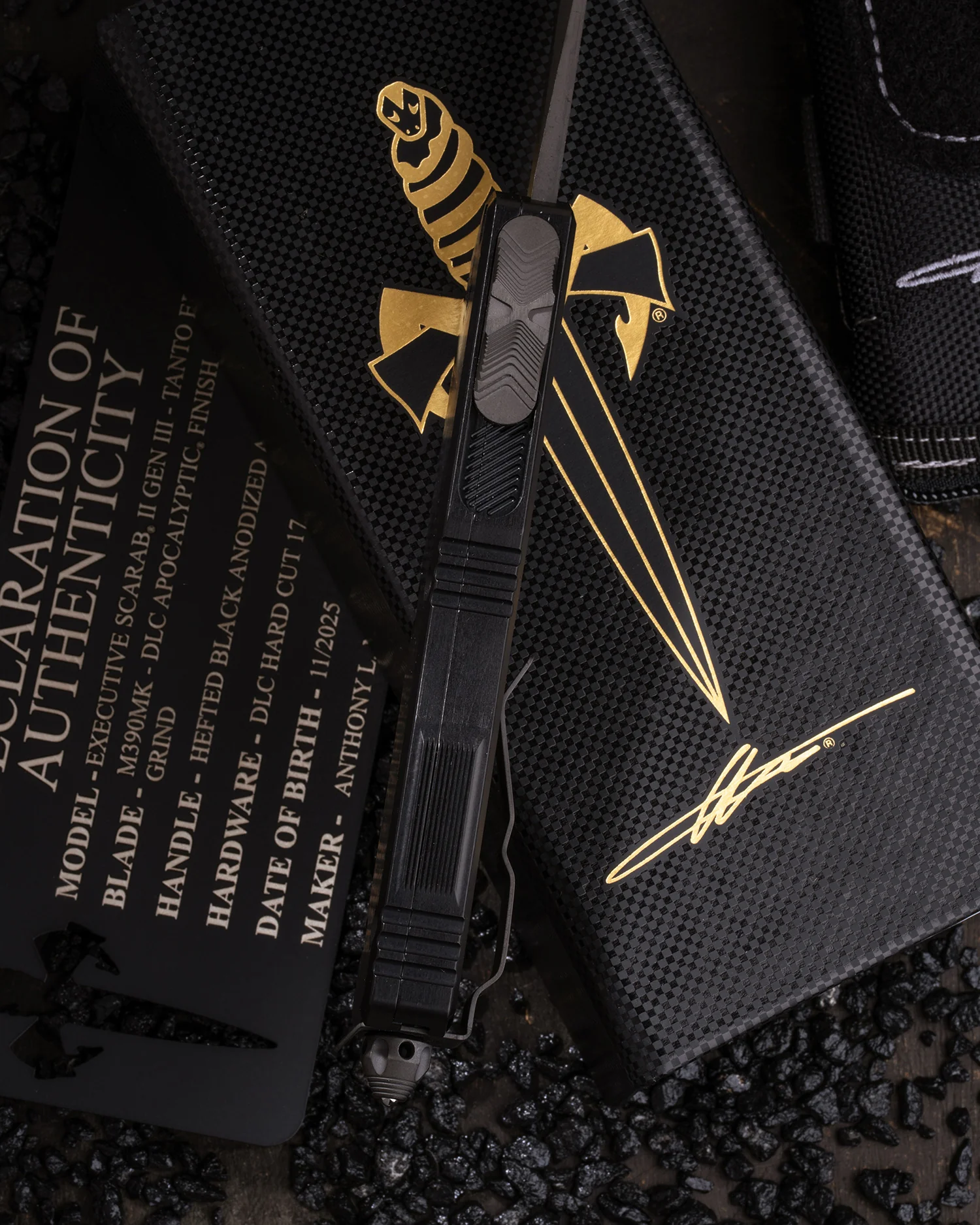 EXECUTIVE SCARAB II GEN III – TANTO EDGE DLC APOCALYPTIC FINISH – CHISEL GRIND HEFTED BLACK ANODIZED ALLOY DLC HARD CUT STAINLESS - Image 3