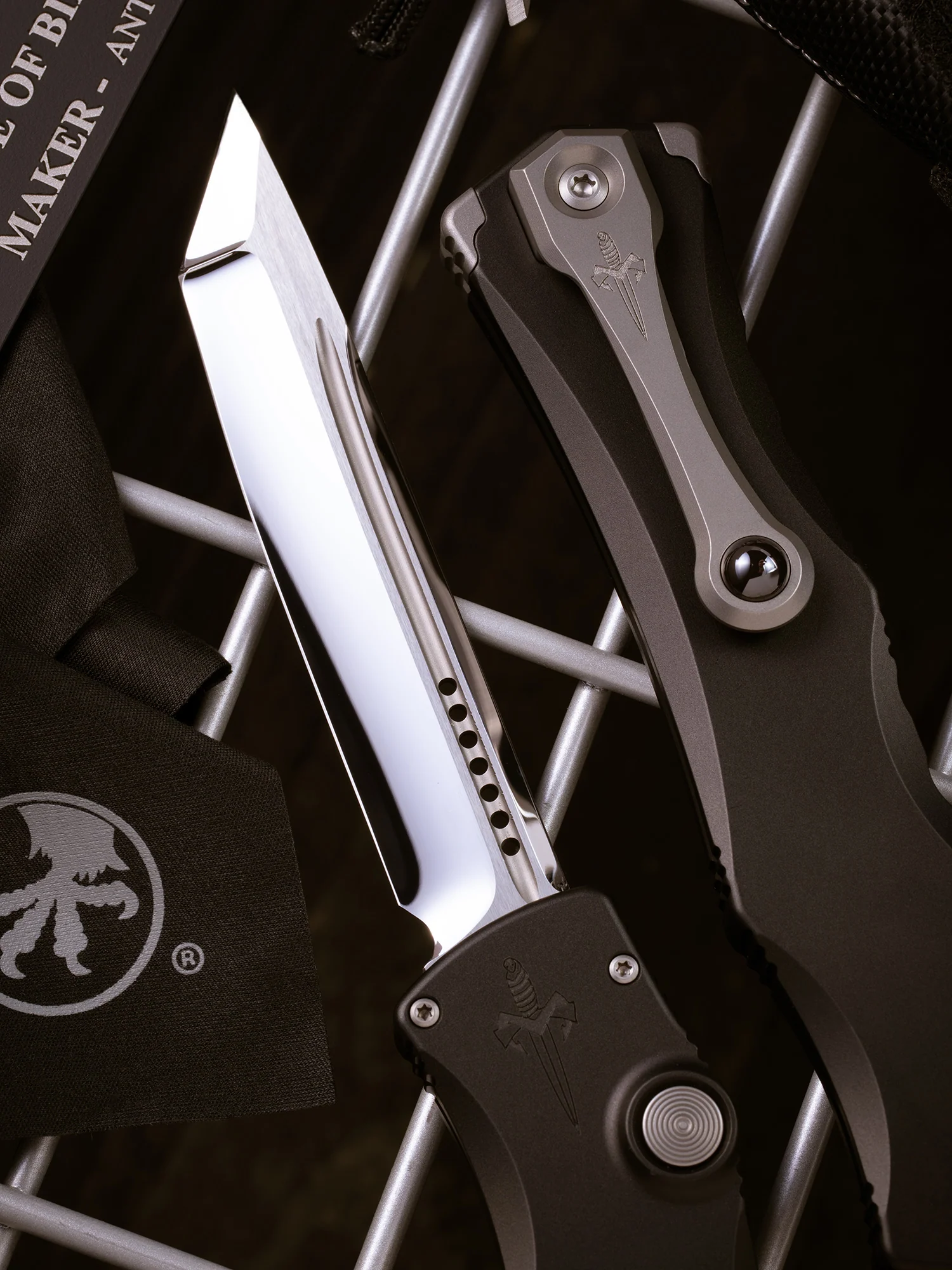 HALO IV TANTO EDGE- STAR GRIND MIRROR POLISH BLACK HARDCOAT ANODIZED ALLOY DOUBLE VAPOR BLAST MADE IN USA - Image 3