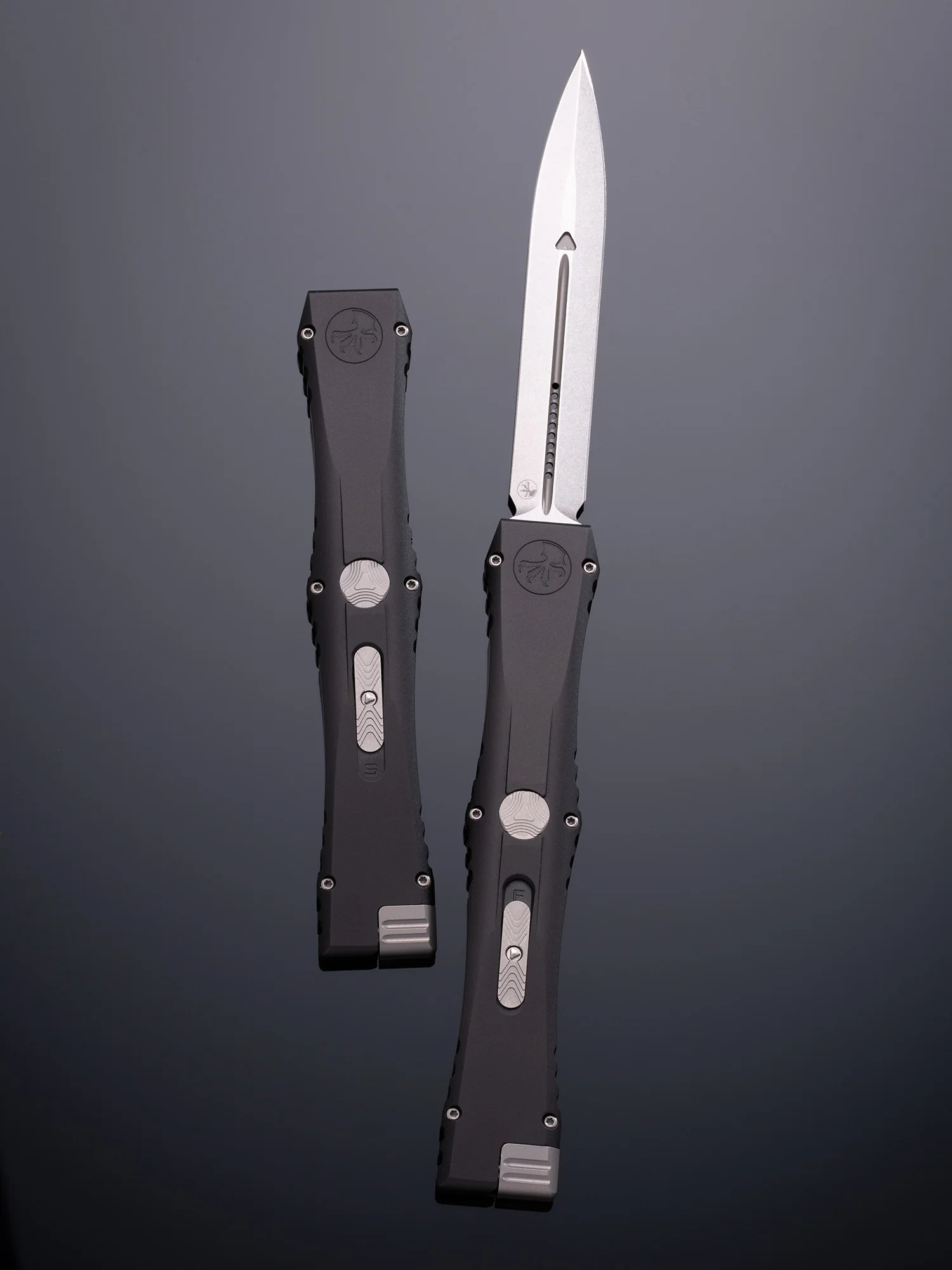 NEMESIS IV – DOUBLE EDGE M390MK – STONEWASH FINISH HARDCOAT ANODIZED AIRCRAFT ALLOY DOUBLE VAPOR BLAST 17-4 STAINLESS