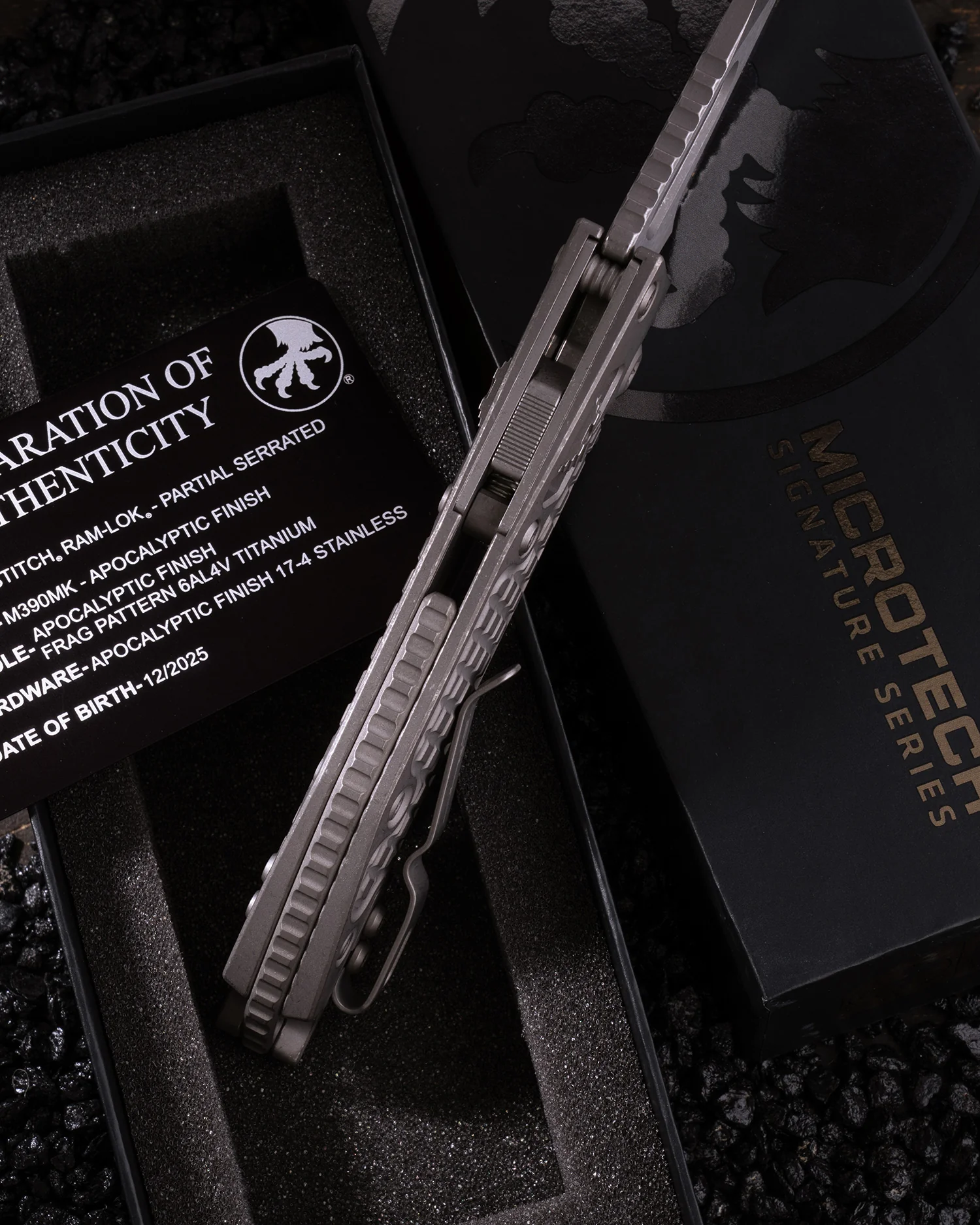 Stitch RAM-LOK™ Partial Serrate Marfione Select Apocalyptic Finish Frag Pattern Titanium Apocalyptic Finish Stainless (169RL-11APFRMS1) - Image 3